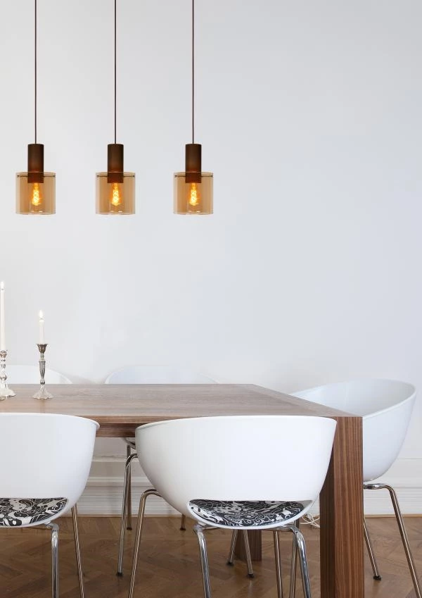 Lucide TOLEDO - Suspension - Ø 20 cm - 3xE27 - Ambre - ambiance 2